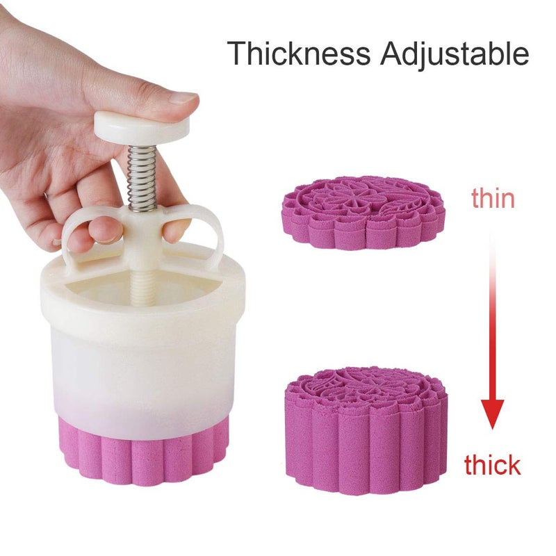 Dltsli 180g 5pcs Cookie Stamps Thickness Adjustable Moon Cake Mold Set, Cookie Press DIY Decoration Hand Press Cutter Cake Dessert Mold - Image 3